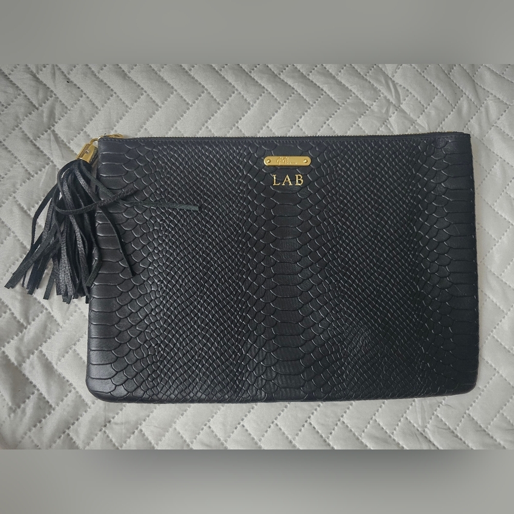 GiGi New York Uber clutch in black embossed python leather